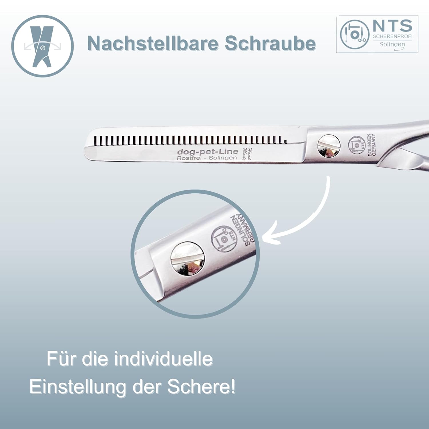 NTS Hundeschere Effilierschere rostfei, 30 Zähne einseitig