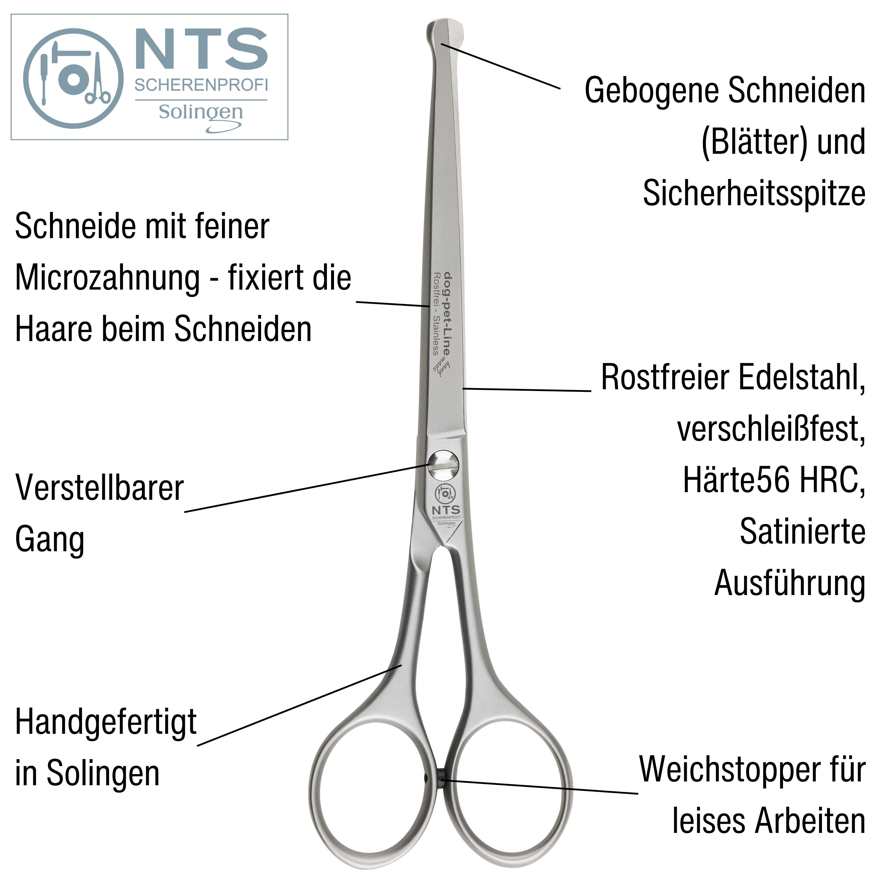 NTS Hundeschere  mit Knopf 7"